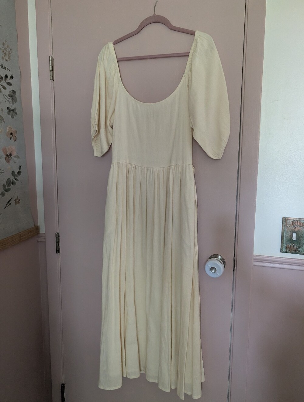 Little Cottonwood Cream Brook Dress with Puff Sleeves Medium